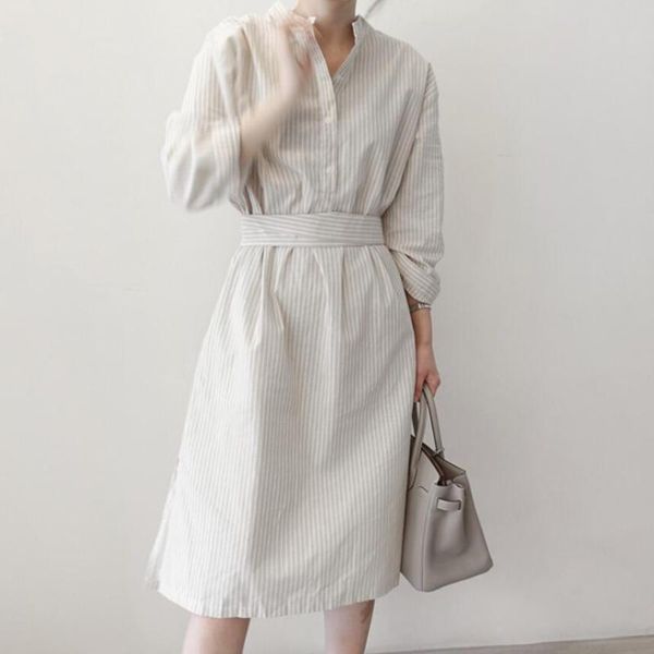 long sleeve dresses with loose stripes in korean spring new women's dresses, Black;gray
long sleeve dresses with loose stripes in korean spring new women's dresses, Black;gray