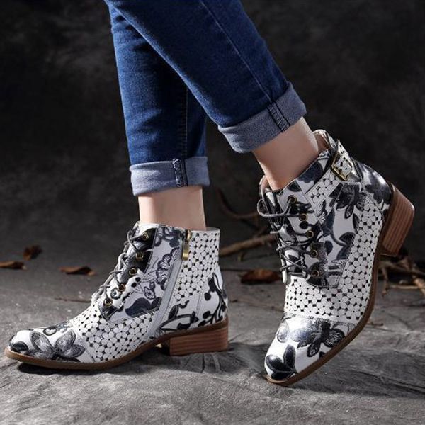 plus size women ankle boots brand 2020 winter autumn floral print boots lace up national botas mujer designer shoes, Black
plus size women ankle boots brand 2020 winter autumn floral print boots lace up national botas mujer designer shoes, Black