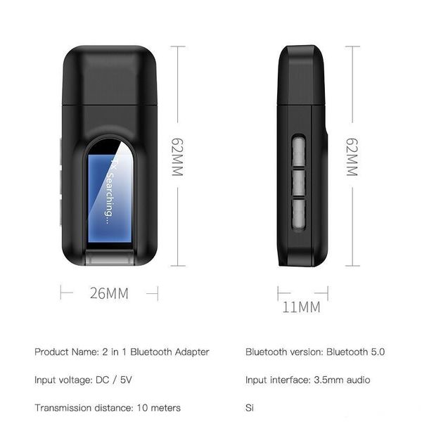 bluetooth audio receiver transmitter 5.0 with oled disply 2-in-1 mini wireless adapter 3.5mm jack aux for tv earphone car
bluetooth audio receiver transmitter 5.0 with oled disply 2-in-1 mini wireless adapter 3.5mm jack aux for tv earphone car