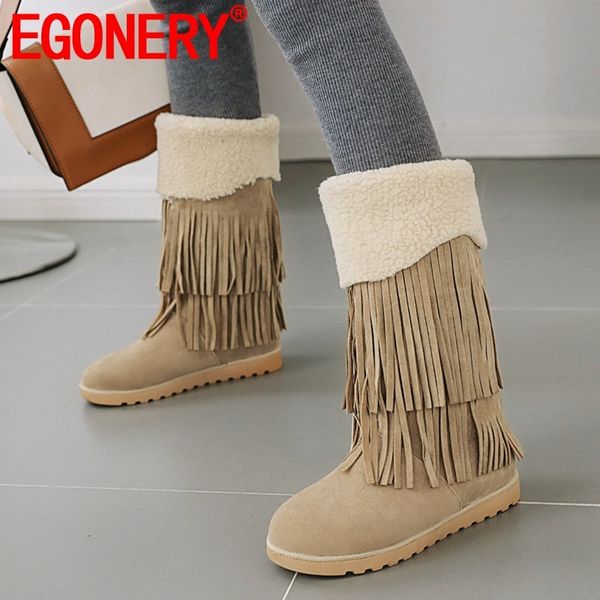 egonery winter new concise snow boots outside comfortable women boots round toe flock fringe flat with women shoes drop shipping, Black
egonery winter new concise snow boots outside comfortable women boots round toe flock fringe flat with women shoes drop shipping, Black