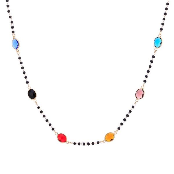2020 new fashion bohemian colorful zircon black crystal seed bead long chain necklace for women trendy women jewelry statement, Silver
2020 new fashion bohemian colorful zircon black crystal seed bead long chain necklace for women trendy women jewelry statement, Silver
