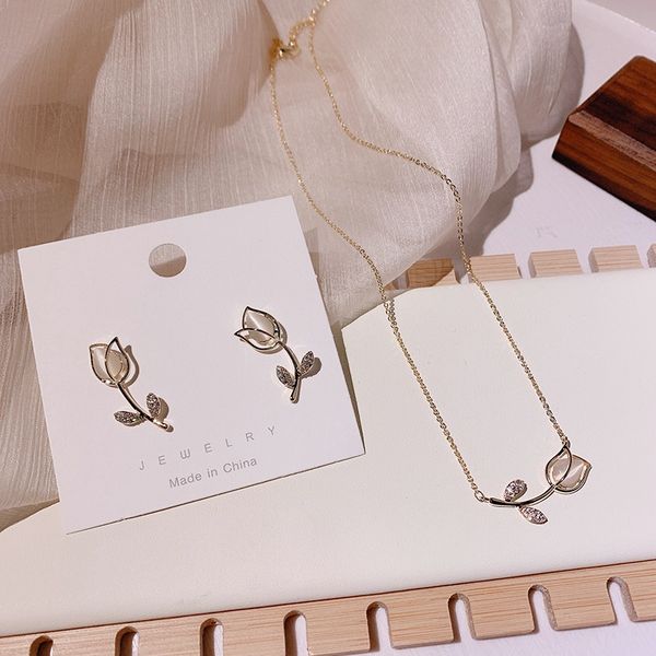 fashion elegant cute opal rose flower stud earrings for women students delicate micro pave zircon necklace jewelry set oorbellen, Silver
fashion elegant cute opal rose flower stud earrings for women students delicate micro pave zircon necklace jewelry set oorbellen, Silver
