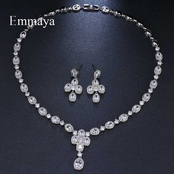 emmaya brand fashion luxury oval cubic zircon geometric crystal earrings necklace set for women popular wedding jewelry gift, Silver
emmaya brand fashion luxury oval cubic zircon geometric crystal earrings necklace set for women popular wedding jewelry gift, Silver