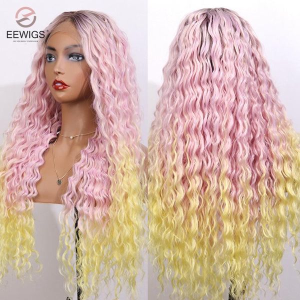 synthetic wigs eewigs 180 density curly wig heat resistant hair lace front 3 tone color pink to yellow ombre for black women
synthetic wigs eewigs 180 density curly wig heat resistant hair lace front 3 tone color pink to yellow ombre for black women
