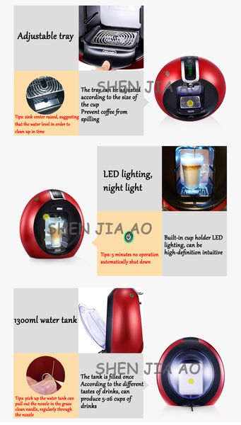 1pc 220v 1500w home edg606 automatic capsule coffee machine 1300ml 15bar high intelligent capsule coffee machine