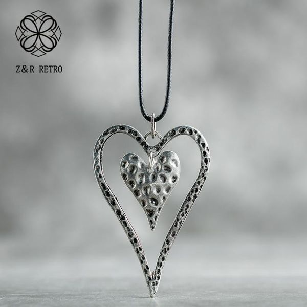 pendant necklaces antique love hollow heart decoration neck choker necklace long rope leather chain suspension jewelry for women wholesale, Silver
pendant necklaces antique love hollow heart decoration neck choker necklace long rope leather chain suspension jewelry for women wholesale, Silver