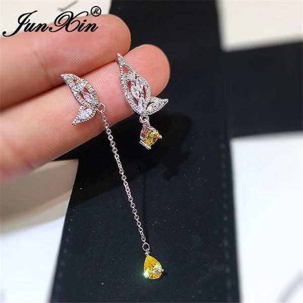 junxin cute butterfly stud earrings for women yellow crystal water drop zircon asymmetric tassel earrings wedding jewelry, Golden;silver
junxin cute butterfly stud earrings for women yellow crystal water drop zircon asymmetric tassel earrings wedding jewelry, Golden;silver