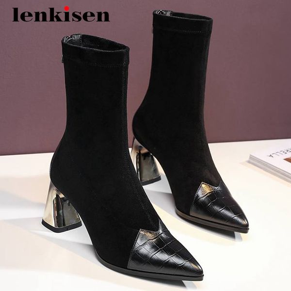 lenkisen winter boots natural leather stone pattern high street fashion pointed toe high strange heel zipper mid-calf boots l0f4, Black
lenkisen winter boots natural leather stone pattern high street fashion pointed toe high strange heel zipper mid-calf boots l0f4, Black
