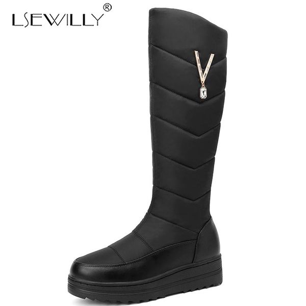 lsewilly large size 35-44 knee high boots women down+pu leather boots flat platform winter botos keep warm ladies snow, Black
lsewilly large size 35-44 knee high boots women down+pu leather boots flat platform winter botos keep warm ladies snow, Black