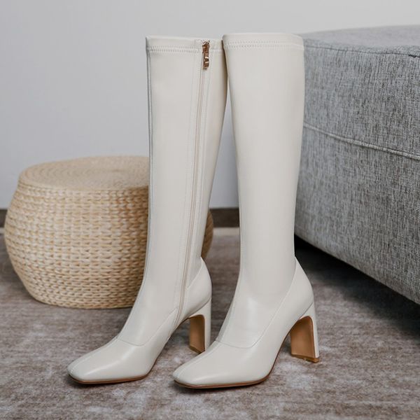 boots plus size 46 knee high winter long heel square toe elastic soft surface quality leather women shoes q8847, Black
boots plus size 46 knee high winter long heel square toe elastic soft surface quality leather women shoes q8847, Black