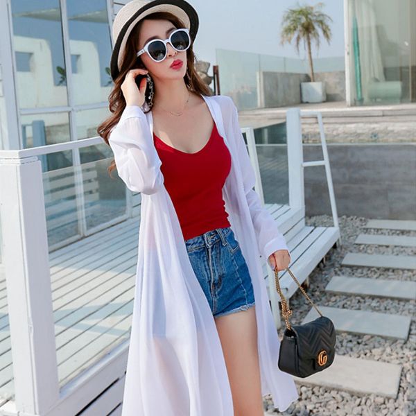 women's plus size long loose chiffon thin cardigan sunscreen coat 2020 summer new long sleeve casual beach sun protection shirt, Black;brown
women's plus size long loose chiffon thin cardigan sunscreen coat 2020 summer new long sleeve casual beach sun protection shirt, Black;brown