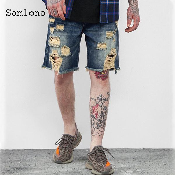 men's jeans samlona denim shorts mens fashion skinny male 2021 hole ripped short pants streetwear zip up men bottoms, Blue
men's jeans samlona denim shorts mens fashion skinny male 2021 hole ripped short pants streetwear zip up men bottoms, Blue