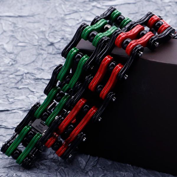 19mm wide red green black stainless steel bicycle motorcycle chain bracelet men heavy male bracelets massive hand jewelry biker
19mm wide red green black stainless steel bicycle motorcycle chain bracelet men heavy male bracelets massive hand jewelry biker