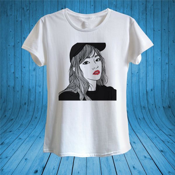girl baseball cap red lips b&w drawing t - - shirt 100% cotton women cool casual tee shirt
girl baseball cap red lips b&w drawing t - - shirt 100% cotton women cool casual tee shirt