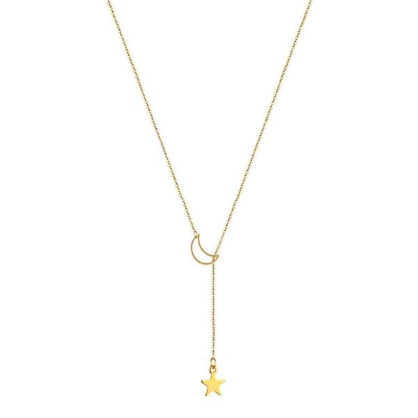 popular simple five-pointed star moon pendant necklace for women stainless steel pentacle moon y shape necklace, Silver
popular simple five-pointed star moon pendant necklace for women stainless steel pentacle moon y shape necklace, Silver