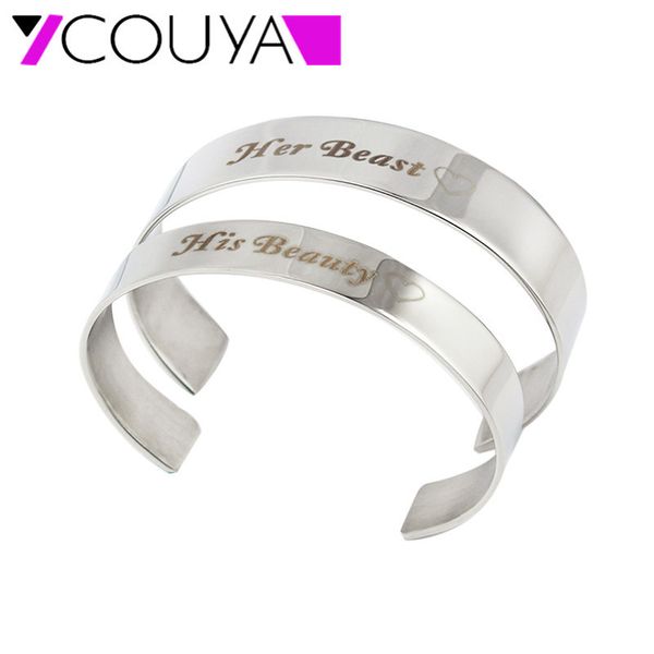 pattern short sentence laser gifts between lovers stainless steel silver color cuff bracelets 520, Black
pattern short sentence laser gifts between lovers stainless steel silver color cuff bracelets 520, Black