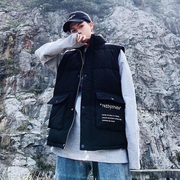 men's vests oversized thick sleeveless jackets and waistcoats for men winter clothing with 2 pockets harajuku fashion cargo streetwear, Black;white
men's vests oversized thick sleeveless jackets and waistcoats for men winter clothing with 2 pockets harajuku fashion cargo streetwear, Black;white