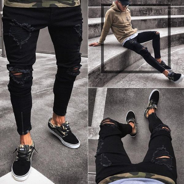 slim motorcycle moto biker causal mens denim pants hip hop men jeans new black hole elastic zipper men's feet pants designer mens jeans, Blue
slim motorcycle moto biker causal mens denim pants hip hop men jeans new black hole elastic zipper men's feet pants designer mens jeans, Blue