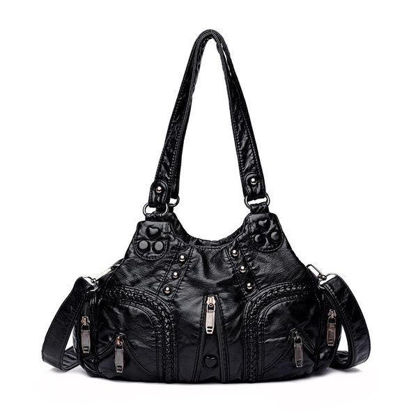 washed pu leather shoulder bags for women designer vintage bag solid black hobos rivet fashion distressed handbags packages
washed pu leather shoulder bags for women designer vintage bag solid black hobos rivet fashion distressed handbags packages