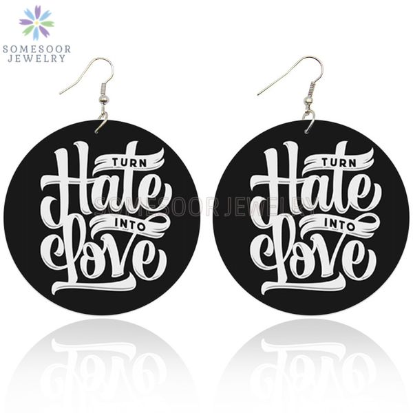 somesoor hate love black saying african wood drop earrings double sides printed dangle bohemian jewelry for women christmas gift, Silver
somesoor hate love black saying african wood drop earrings double sides printed dangle bohemian jewelry for women christmas gift, Silver