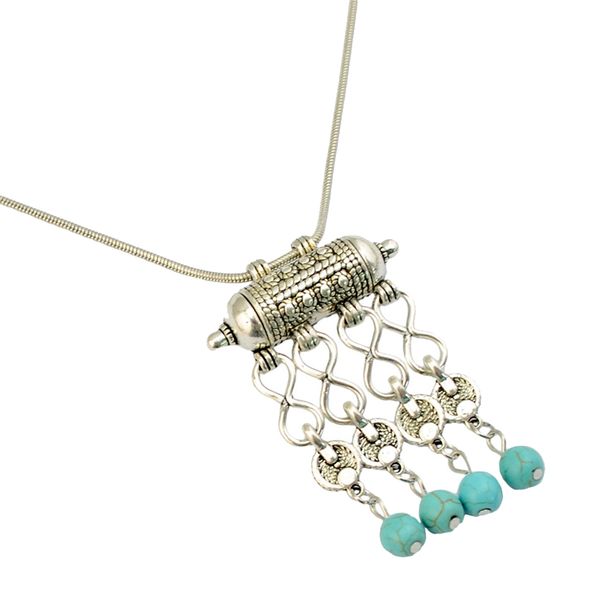vintage women bohemian turquoise beads statement choker collar bib necklace, Silver 
vintage women bohemian turquoise beads statement choker collar bib necklace, Silver