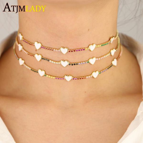 rainbow colorful cz tennis chain with enamel heart fashion trendy minimal women lady jewelry statement charming choker necklace, Golden;silver
rainbow colorful cz tennis chain with enamel heart fashion trendy minimal women lady jewelry statement charming choker necklace, Golden;silver