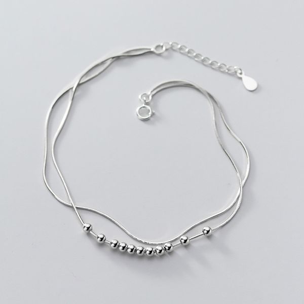 miqiao bracelet on the leg ankle women silver 925 foot ornament sterling double female fashion snake chain simple round beads, Red;blue 
miqiao bracelet on the leg ankle women silver 925 foot ornament sterling double female fashion snake chain simple round beads, Red;blue