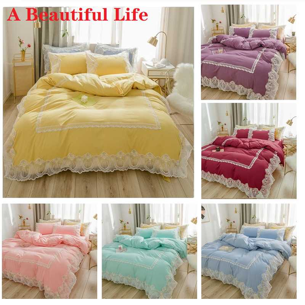 yellow pink purple blue princess girl bedding set white lace edge washed cotton duvet cover bed linen fitted sheet pillowcases
yellow pink purple blue princess girl bedding set white lace edge washed cotton duvet cover bed linen fitted sheet pillowcases
