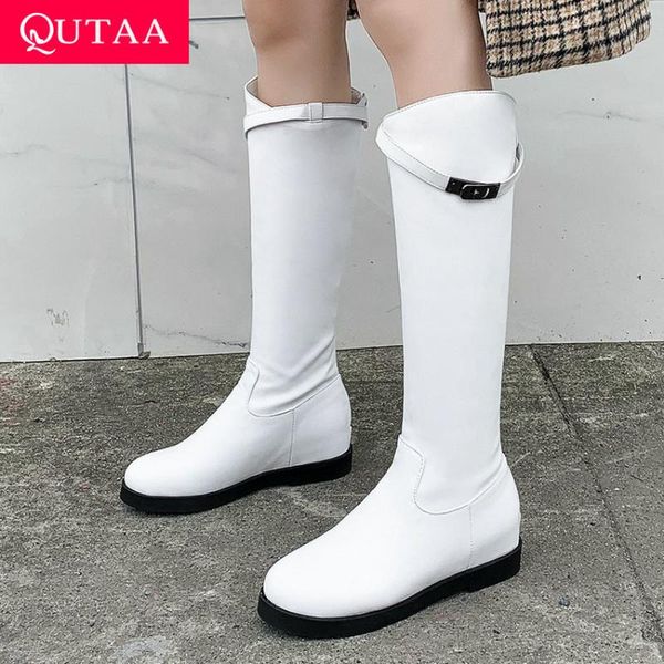 boots qutaa 2021 zipper thick heel casual women shoes fashion metal buckle knee high autumn winter platform long size34-43, Black
boots qutaa 2021 zipper thick heel casual women shoes fashion metal buckle knee high autumn winter platform long size34-43, Black