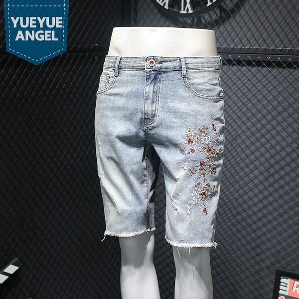 vintage light blue denim shorts men personality embroidery knee length straight trousers summer lightweight casual mens jeans
vintage light blue denim shorts men personality embroidery knee length straight trousers summer lightweight casual mens jeans