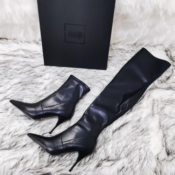high heel pointed toe boot genuine leather brown women thigh high boots heeled tall gladiator booties size34-41, Black
high heel pointed toe boot genuine leather brown women thigh high boots heeled tall gladiator booties size34-41, Black