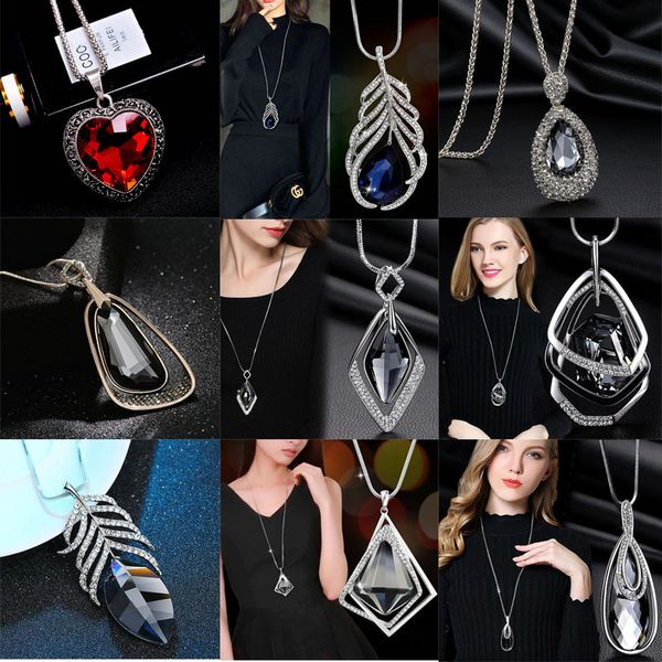 pendant necklaces byspt women red heart waterdrop feather long chain sweater decorative crystal necklace, Silver
pendant necklaces byspt women red heart waterdrop feather long chain sweater decorative crystal necklace, Silver