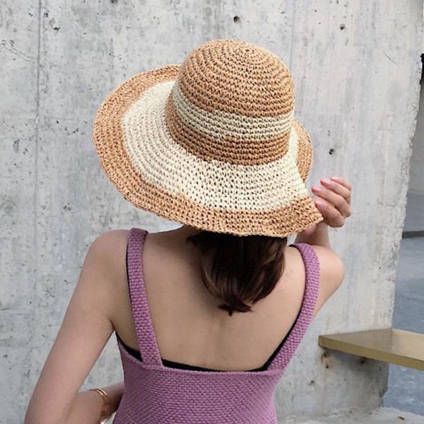 sun hat female summer folding holiday sunshade straw cap women outdoor sun protection hand hook striped beach anti-uv caps h7396, Blue;gray
sun hat female summer folding holiday sunshade straw cap women outdoor sun protection hand hook striped beach anti-uv caps h7396, Blue;gray