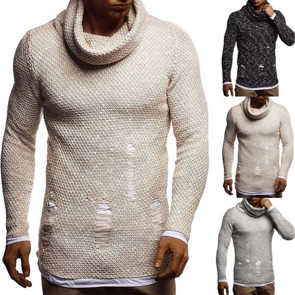 men's sweaters men autumn winter ripped sweater knitted turtleneck long sleeve wild solid silm fit color pullover, White;black
men's sweaters men autumn winter ripped sweater knitted turtleneck long sleeve wild solid silm fit color pullover, White;black