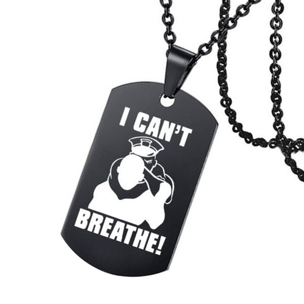 new simple necklace i can't breathe black brand stainless steel necklace, Silver 
new simple necklace i can't breathe black brand stainless steel necklace, Silver