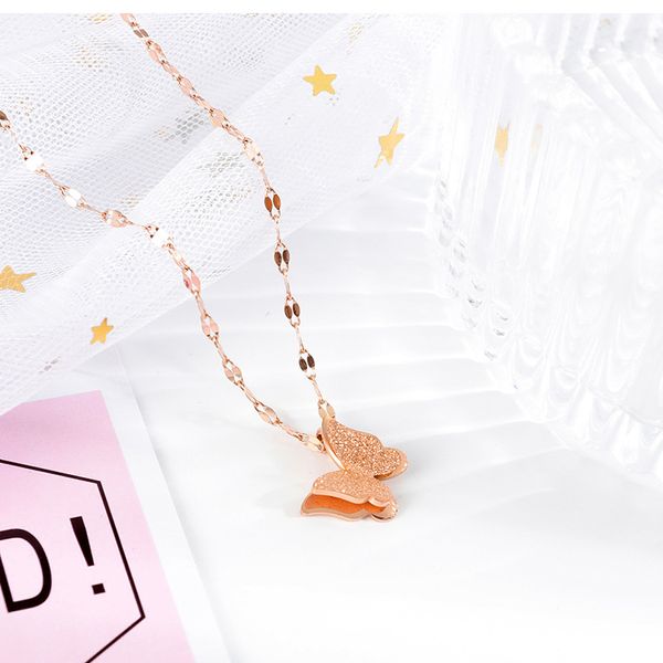 pendant necklaces double-layer frosted butterfly necklace rose gold color female trend stainless steel, Silver
pendant necklaces double-layer frosted butterfly necklace rose gold color female trend stainless steel, Silver