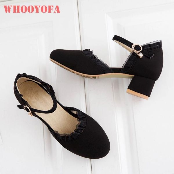 2020 brand new elegant black beige women sandals med heel cosplay lady shoes plus big small size 28 30 43