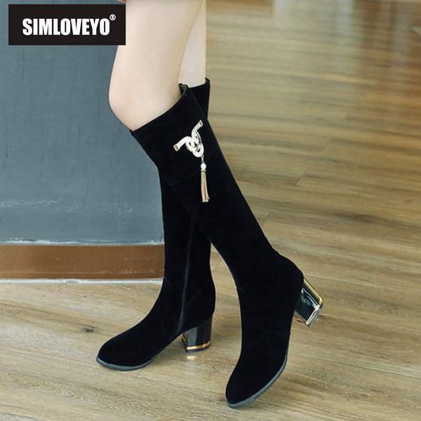 simloveyo shoes women winter knee boots thick heel square toe round toe flock botas zapatos de mujer zipper slip on solid b939, Black
simloveyo shoes women winter knee boots thick heel square toe round toe flock botas zapatos de mujer zipper slip on solid b939, Black