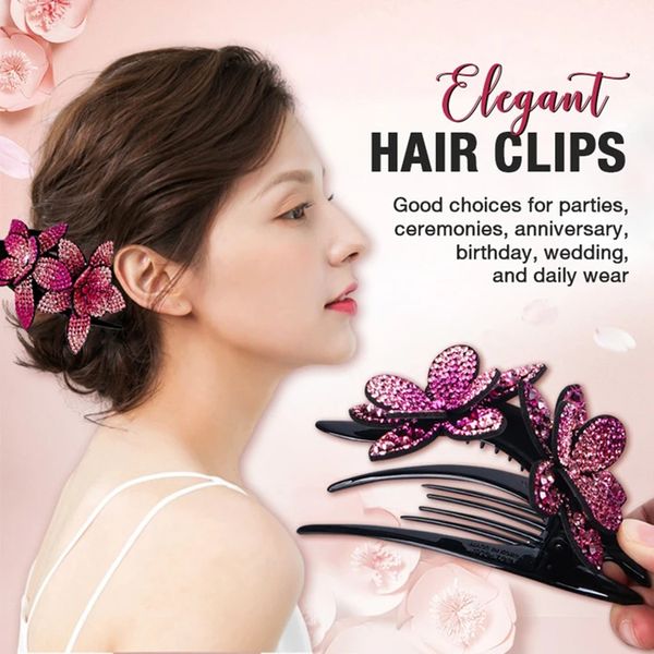 hair bun maker h 2/6pcs rhinestone double flower clip flexible durable women dovetail non-slip comb headdress, Brown
hair bun maker h 2/6pcs rhinestone double flower clip flexible durable women dovetail non-slip comb headdress, Brown
