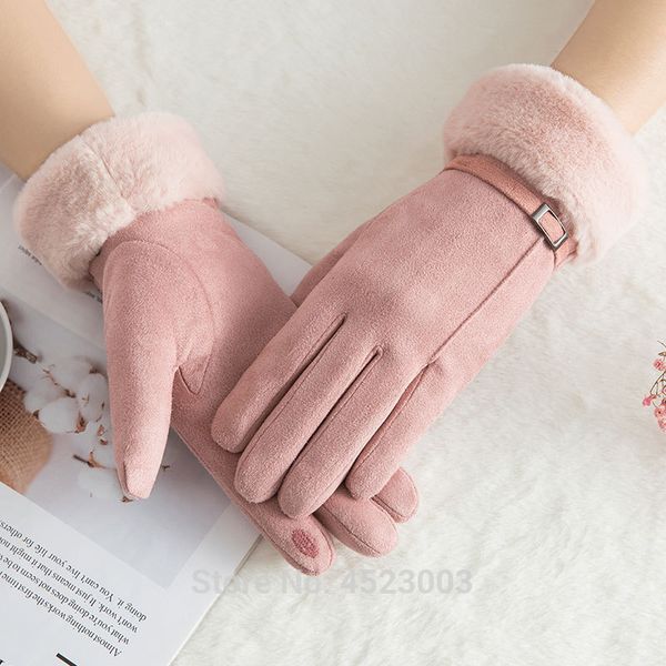 five fingers gloves women touch screen suede glove artificial hair wrist mouth thickening warm wool fleece mittens, Blue;gray
five fingers gloves women touch screen suede glove artificial hair wrist mouth thickening warm wool fleece mittens, Blue;gray
