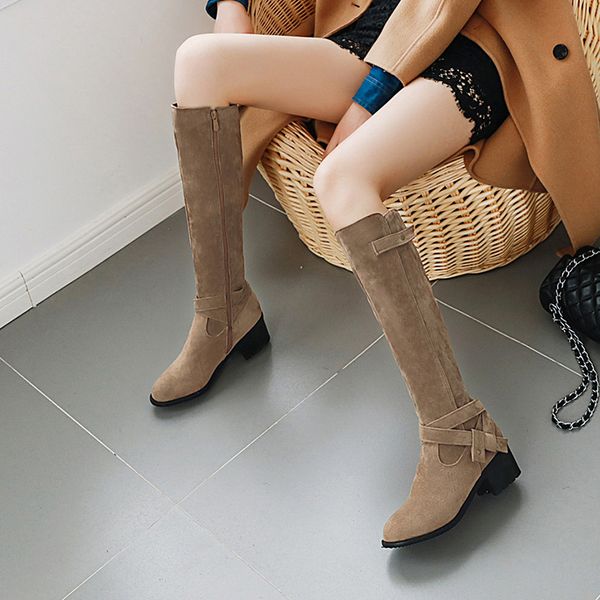 casual comfortable round toe flock knee high boots fashion buckle zipper black khaki thick medium with women's riding boots
casual comfortable round toe flock knee high boots fashion buckle zipper black khaki thick medium with women's riding boots