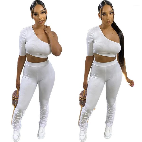 womens 2pcs high waist solid colors skinny women clothing 2 pieces causal slim sets one shoulder stacked, White
womens 2pcs high waist solid colors skinny women clothing 2 pieces causal slim sets one shoulder stacked, White