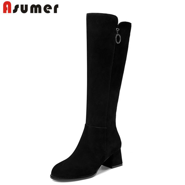 asumer big size 34-43 fashion knee high boots women square high heels suede leather boots zip elegant ladies autumn winter, Black
asumer big size 34-43 fashion knee high boots women square high heels suede leather boots zip elegant ladies autumn winter, Black