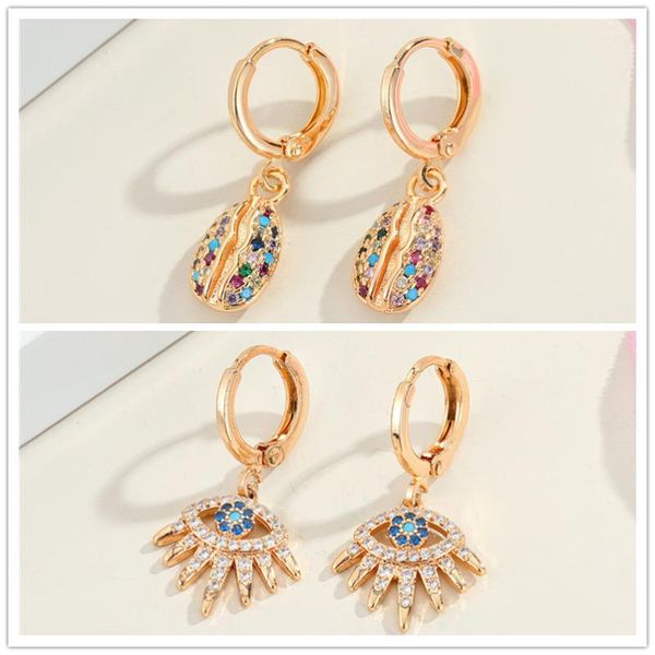 1pair women colorful shells hollow eye zircon earring vintage fashion small hoop earring luxury party jewelry, Golden;silver
1pair women colorful shells hollow eye zircon earring vintage fashion small hoop earring luxury party jewelry, Golden;silver