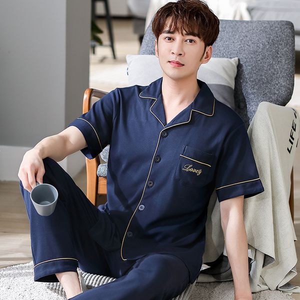 men's sleepwear men summer knitted cotton pyjamas mens short sleeve turn-down collar pajamas set plus size 3xl leisure male nightwear, Black;brown
men's sleepwear men summer knitted cotton pyjamas mens short sleeve turn-down collar pajamas set plus size 3xl leisure male nightwear, Black;brown