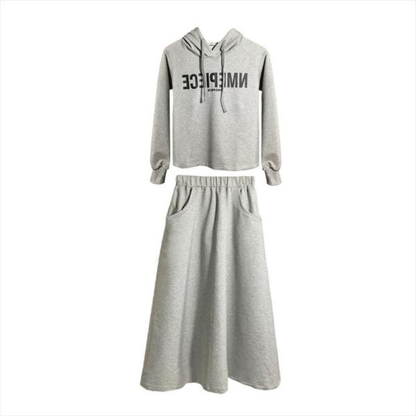 2pcs set spring autumn lady women sets long sleeve hoodie sweatshirt printing letters solid color long skirt female, Gray
2pcs set spring autumn lady women sets long sleeve hoodie sweatshirt printing letters solid color long skirt female, Gray