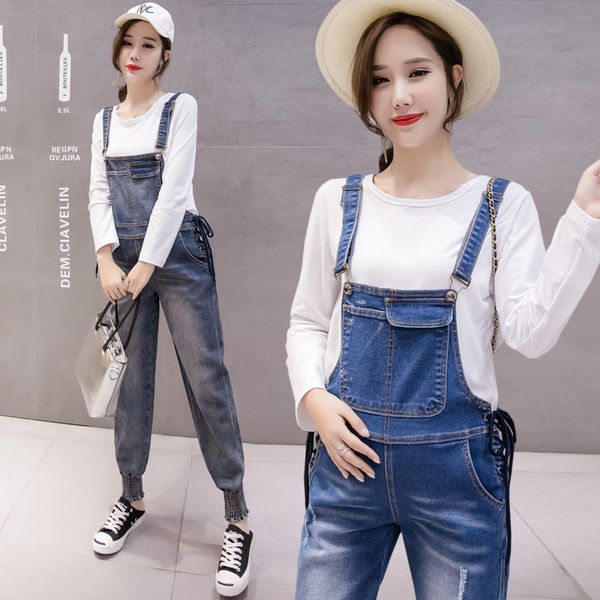 spring and autumn loose pregnant women denim trousers plus size maternity denim overalls preppy style gravidas jumpsuits pockets, White
spring and autumn loose pregnant women denim trousers plus size maternity denim overalls preppy style gravidas jumpsuits pockets, White
