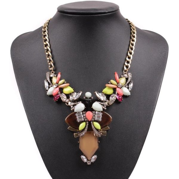 chokers statement jewellery colorful flower necklace for women fashion gold color acrylic chain alloy metal design pendant, Golden;silver 
chokers statement jewellery colorful flower necklace for women fashion gold color acrylic chain alloy metal design pendant, Golden;silver