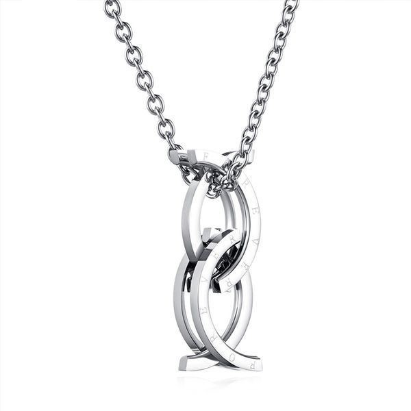 pendant necklaces men necklace pisces stainless steel realizable round jewelry on the neck hip hop couple gifts for male, Silver