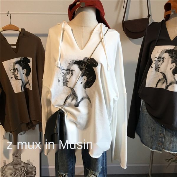 2020 autumn new korean style long-sleeved women's loose v-neck sweatersweater sweater hooded printing fashion casual women's cloth, Black
2020 autumn new korean style long-sleeved women's loose v-neck sweatersweater sweater hooded printing fashion casual women's cloth, Black